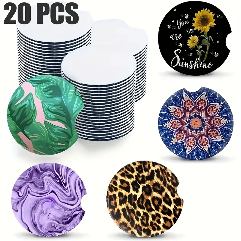 Coaster Sublimation Blank - 20 buah coaster mobil kosong sublimasi,