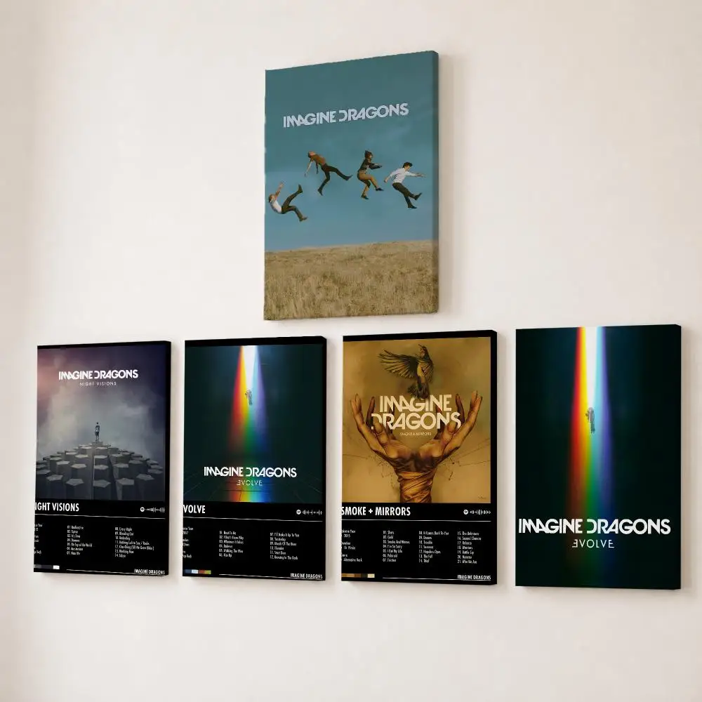 Canvas Wrap Ready - Lukisan Kaligrafi Band Rock I-imagine Dragons,